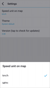 speed unit on map on blackvue app